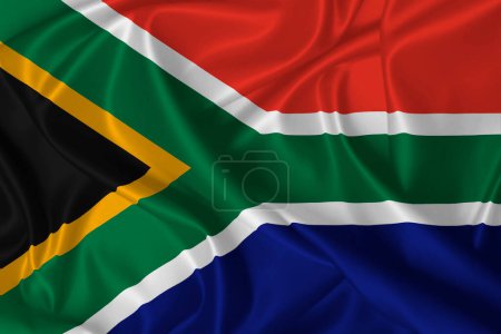 Bandera de Sudáfrica soplando en el viento
