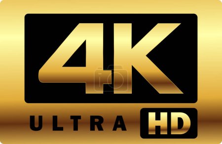 4K haute résolution signe d'or Résolution vidéo d'enregistrement icône 4K d'or, 4K ultra HD, symbole de logotype