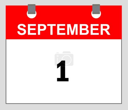 Téléchargez les photos : 1er septembre, Icône de calendrier Rouge et blanc, vecteur de calandre, symbole d'icône de date, icône de calendrier, - en image libre de droit