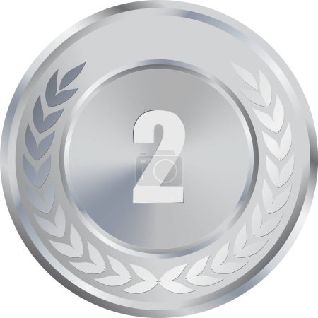 Photo for Realistic Silver Medal Vector, 2nd Silver Award, 2nd Prize, Silver Challenge Award, Medal Award winner, First place trophy, Silver Coin winner - Royalty Free Image
