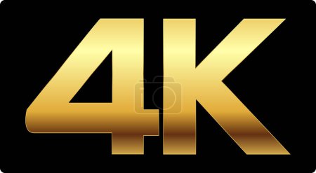 4K haute résolution signe d'or Résolution vidéo d'enregistrement icône 4K d'or, 4K ultra HD, symbole de logotype