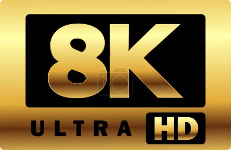 8K Resolution Ultra HD sign | 8K in Golden Ultra HD label vector | High Resolution