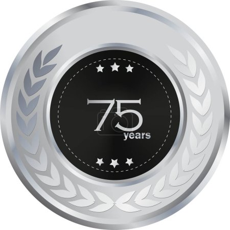 Photo for 75th anniversary in Silver and Black, anniversary gift, 75th Year Anniversary Celebrating, Silver seal, Silver ring, birthday celebration - Royalty Free Image