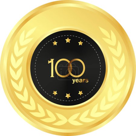 Photo for 100th anniversary in gold and Black, anniversary gift, 100th Year Anniversary Celebrating, Golden seal, golden ring, birthday celebration - Royalty Free Image