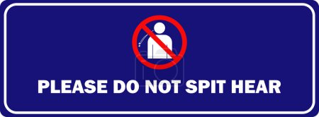 No Spitting icon board vector | No Spitting sign | Do Not Spit Here Blue board