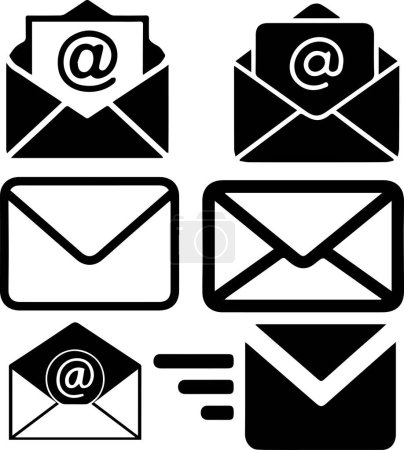Ilustración de Icono de símbolo de mensaje, conjunto de correo electrónico o icono de mensaje - Imagen libre de derechos