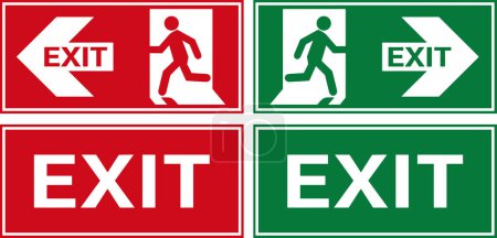 Photo for Collection Emergency fire exit sign, Emergency sign, Emergency exit, Emergency Exit sign board, Green and red emergency exit sign, Fire sign - Royalty Free Image