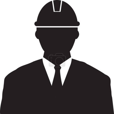 Téléchargez les illustrations : Icône du travailleur de la construction Icône de l'ingénieur Icône du constructeur avec site de construction du casque - en licence libre de droit