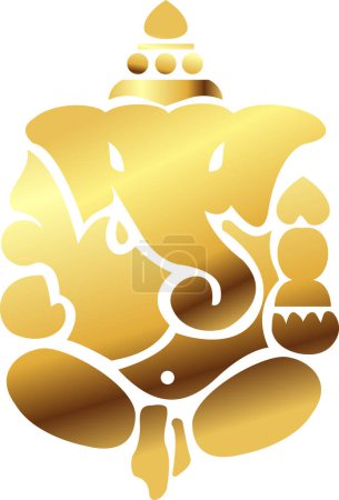 Illustration vectorielle Ganesh, Ganesh chaturthi, icône Ganesh en or, Golden Ganesh ji, carte de v?ux Lord Ganpati, Festivals et décorations
