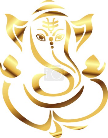 Illustration vectorielle Ganesh, Ganesh chaturthi, icône Ganesh en or, Golden Ganesh ji, carte de v?ux Lord Ganpati, Festivals et décorations