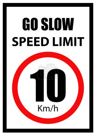 Panneau de limitation de vitesse, Panneau de 10 km / h, Aller lentement, Panneau de limitation de vitesse avec bordure rouge