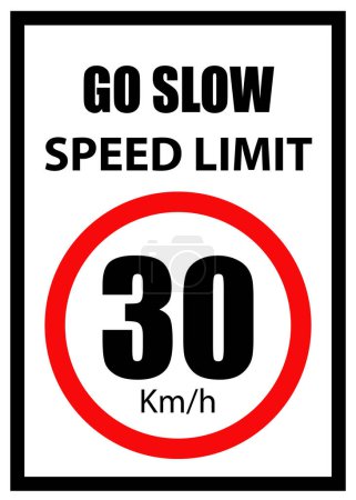 Speed Limit Board, 30 km/h sign, Go slow, Speed Limit Sign with red border