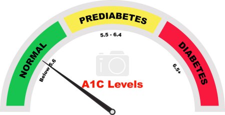 Photo for A1C Test Meter, Diagnosing Prediabetes, Hemoglobin Blood Test, Tube with blood, Medical Test blood sample, test result negative - Royalty Free Image