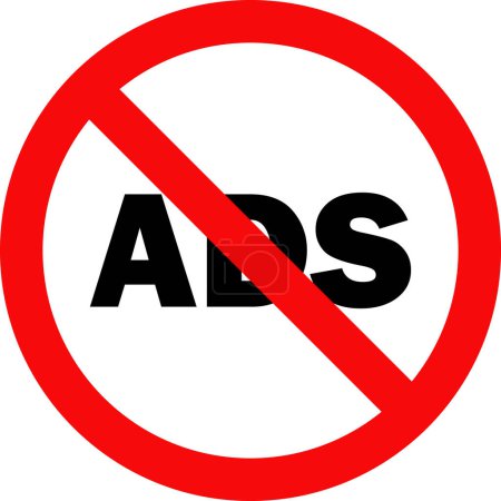Ilustración de Icono bloqueador de anunciosNo hay anuncios Icono de anunciosNo hay anuncios Señal de anuncioProhibida la publicidad y la promoción - Imagen libre de derechos