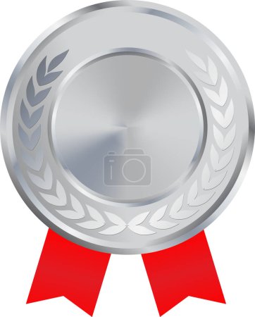 Photo for Realistic Blank Silver Medal Vector, Blank Silver Award with ribbon, Prize, Silver Challenge Award, Blank Medal Award winner, trophy, Silver Coin winner - Royalty Free Image
