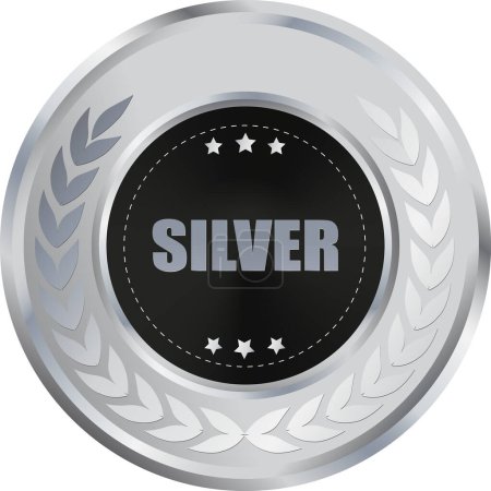 Illustration for Realistic Silver Medal Vector, Silver Award, Prize, Silver Challenge Award, Medal Award winner, trophy, Silver Coin winner - Royalty Free Image