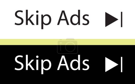 Skip Ad button set of white and black vector | Advertising skip advertisement