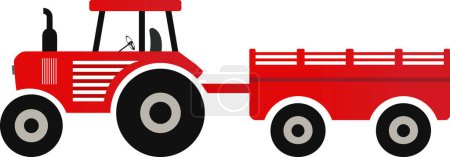 Tractor icon with Trolley color vector | vehicle for Agriculture | Farming vehicle color | goods carrier