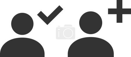 Icono web de usuario con cheque y agregar la marca jalá Perfil de usuario vector de signo jalá cuenta icono verificado