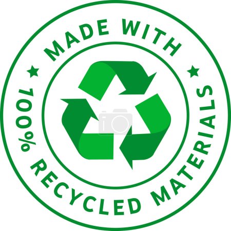 Made with recycled material, recycled material sign, recycled symbol seal