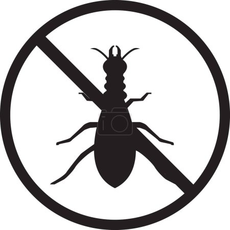 Icono libre de termitas, signo de prohibición de insectos de termitas, signo rojo anti-termitas