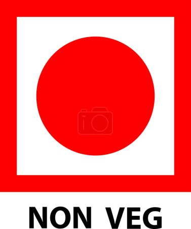 Non vegetarian sign, Non Veg logo, Non Veg symbol, Red color Non veg sign written, Food Grade sign, Red circle sign