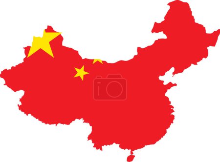 Photo for China Flag in China Map, China Map with Flag, Country Map, China with Flag, Nation Flag - Royalty Free Image