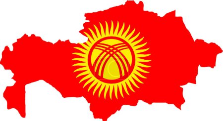 Kyrgyzstan Flag in Kyrgyzstan Map, Kyrgyzstan Map with Flag, Country Map, Kyrgyzstan with Flag, Nation Flag