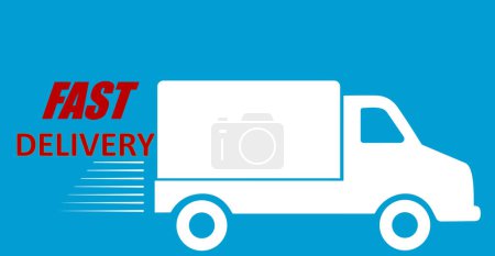 Ilustración de Vehículo de entrega rápida, furgoneta de entrega rápida, símbolo rápido, señal de camión de entrega, camión de entrega rápida de envío, servicio exprés, movimiento rápido - Imagen libre de derechos