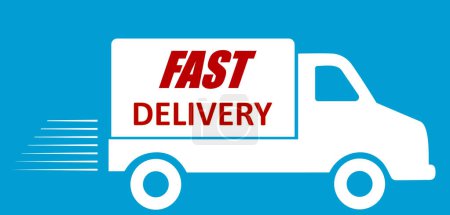 Ilustración de Vehículo de entrega rápida, furgoneta de entrega rápida, símbolo rápido, señal de camión de entrega, camión de entrega rápida de envío, servicio exprés, movimiento rápido - Imagen libre de derechos