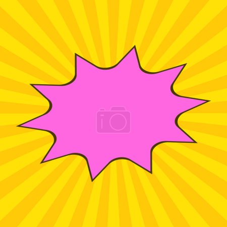 Téléchargez les photos : Promo Templete, fond de bande dessinée jaune, bulle de bande dessinée dans la pop, soleil orange avec fond rose - en image libre de droit