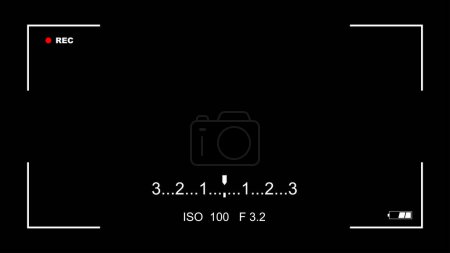 Visualiseur de mise en page d'image d'enregistrement vidéo, viseur de caméra, écran d'enregistrement de caméra vidéo, superposition d'écran d'enregistrement de caméra, ISO de caméra et ouverture avec minutes
