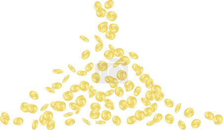 Falling Dollar, Gold coins flying, Finance and investment symbols, jackpot money, gold coins falling, coin rain