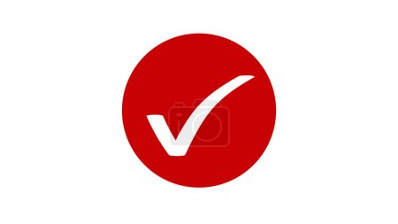 5 image of white check mark animation on red circle. High quality photo