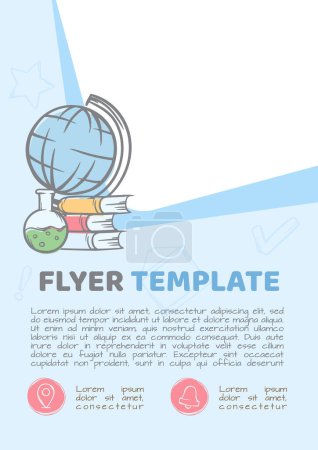 Editable template for flyer, advertisement, post, with copy space related to education. Vector hand drawn illustration. Vector illustration
