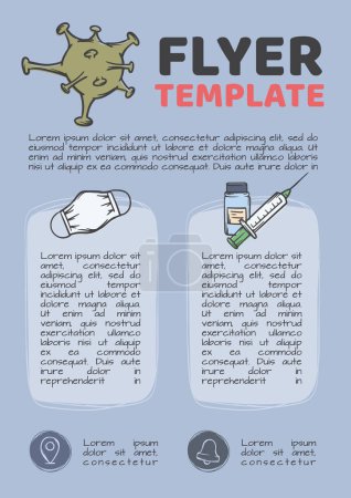 Medicine concept. Editable template design for flyer, advertisement, announcement related to pandemic and vaccination. Vector illustration