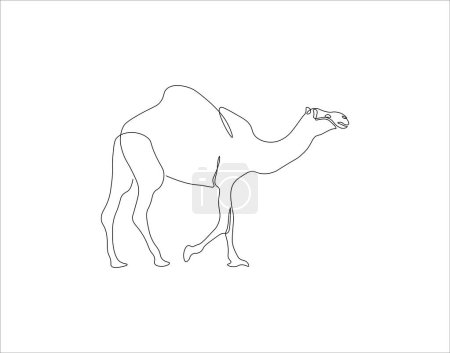 Kontinuierliche Linienzeichnung aus Kamel. Eine Linie des arabischen Kamels. Camel In Arabia Continuous Line Art. Editierbare Gliederung.