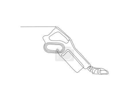 Kontinuierliche Linie Zeichnung von elektrischen Staubsauger Maschine. Eine Reihe von Staubsaugern. Electric Vacuum Continuous Line Art. Editierbare Gliederung.