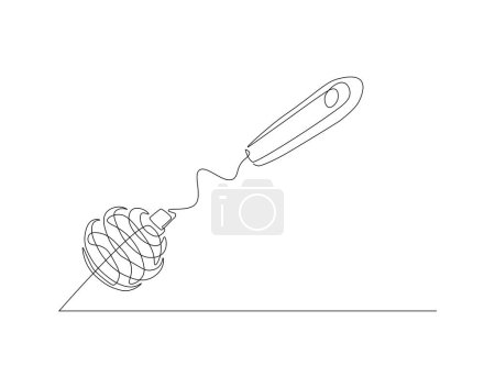 Illustration for Continuous Line Drawing Of Balloon Whisk. One Line Of Kitchen Tool Ballon Whisk. Whisk Continuous Line Art. Editable Outline. - Royalty Free Image