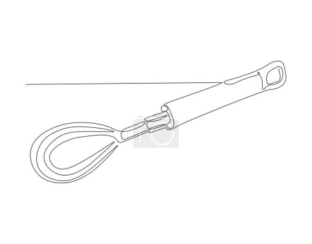 Continuous Line Drawing Of Balloon Whisk. One Line Of Kitchen Tool Ballon Whisk. Whisk Continuous Line Art. Editable Outline.