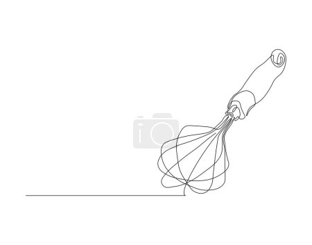 Continuous Line Drawing Of Balloon Whisk. One Line Of Kitchen Tool Ballon Whisk. Whisk Continuous Line Art. Editable Outline.