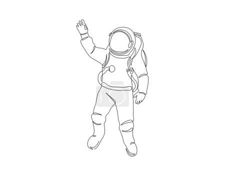Dibujo continuo de una línea de astronauta. Una línea de concepto de astronauta. Astronauta línea continua de arte. Esquema editable.