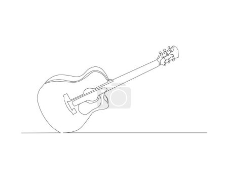 Dessin au trait continu de guitare acoustique classique. Une ligne de guitare acoustique. Instruments de musique à cordes modernes concept art linéaire continu. Plan modifiable.