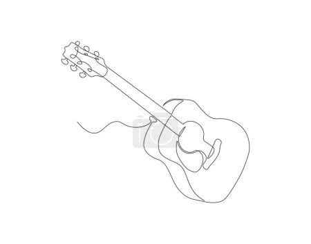 Dessin au trait continu de guitare acoustique classique. Une ligne de guitare acoustique. Instruments de musique à cordes modernes concept art linéaire continu. Plan modifiable.
