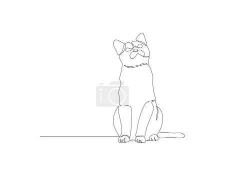 Dibujo continuo de línea de gato. Una línea de gato lindo. Lindo concepto de mascota línea continua de arte. Esquema editable.