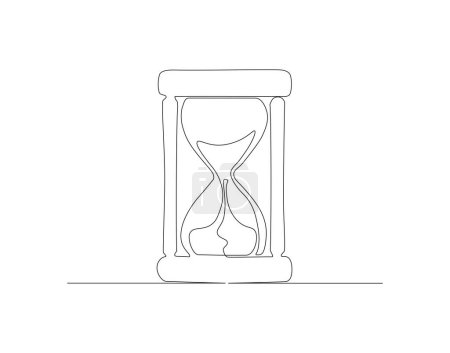 Continuous line drawing of hourglass. One line of hourglass. Hourglass continuous line art. Editable outline.