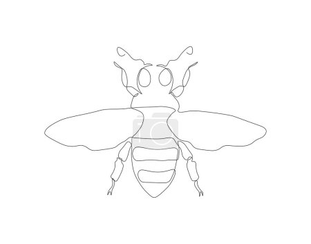 Dibujo continuo de línea de la abeja. Una línea de abejas voladoras. Flying insects concept continuous line art. Esquema editable.