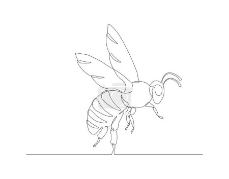 Dessin linéaire continu de l'abeille. Une seule lignée d'abeilles volantes. Insectes volants concept art en ligne continue. Plan modifiable.