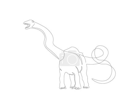 Illustration for Continuous line drawing of brontosaurus. One line of brontosaurus. dinosaur concept continuous line art. Editable outline - Royalty Free Image