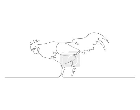 Dibujo continuo en línea de pollo al gallo. Una línea de pollo al gallo. Avicultura concepto animal línea continua art. Esquema editable.